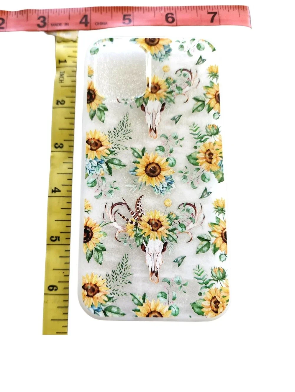 iPhone 12 Pro Sunflower & Longhorn Skull Silicone Phone Case